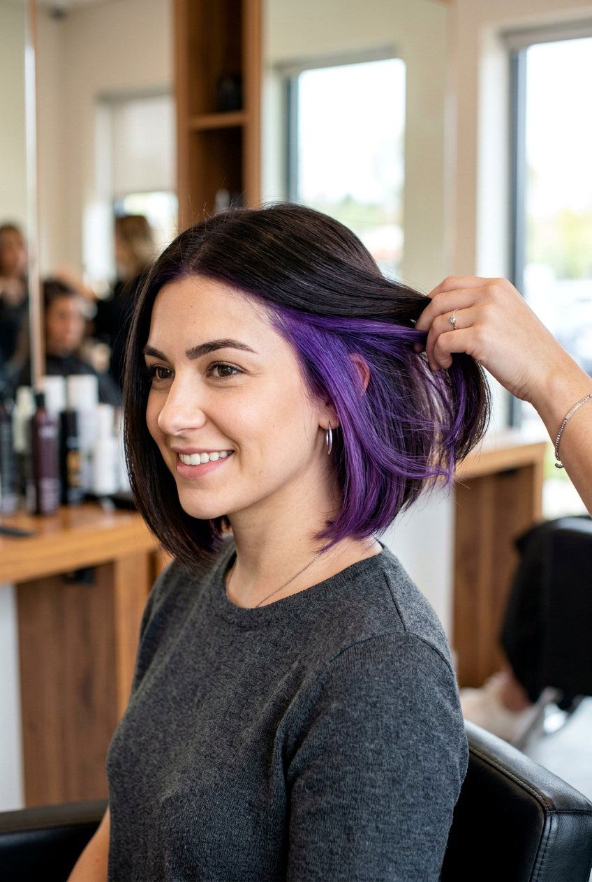Peek a boo purple short hair - 20 hair color ideas for short hair - 20 hair color ideas for short hair