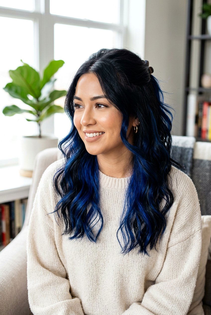 Peekaboo Blue Balayage On Black Hair - 20 blue balayage on black hair - 20 blue balayage on black hair