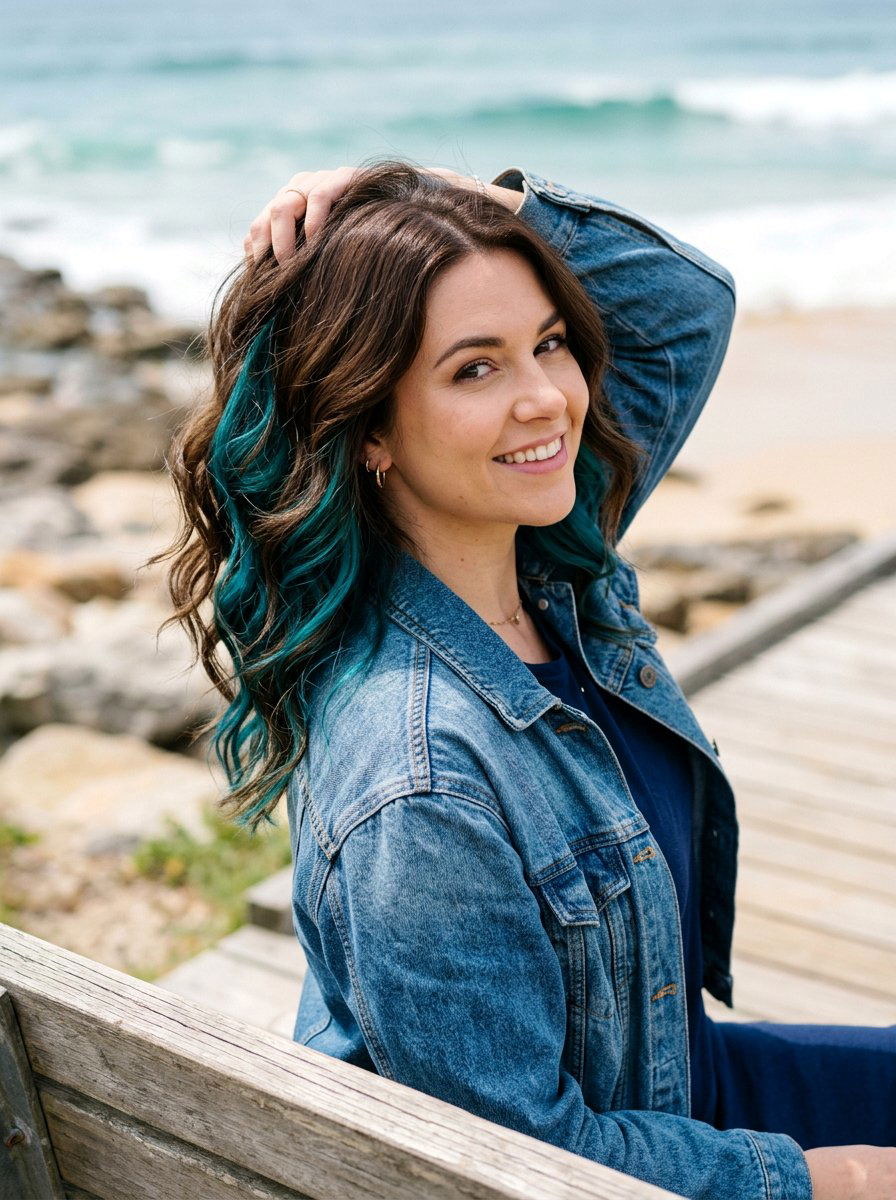 Peekaboo Ocean Teal Balayage - 20 ocean teal balayage - 20 ocean teal balayage