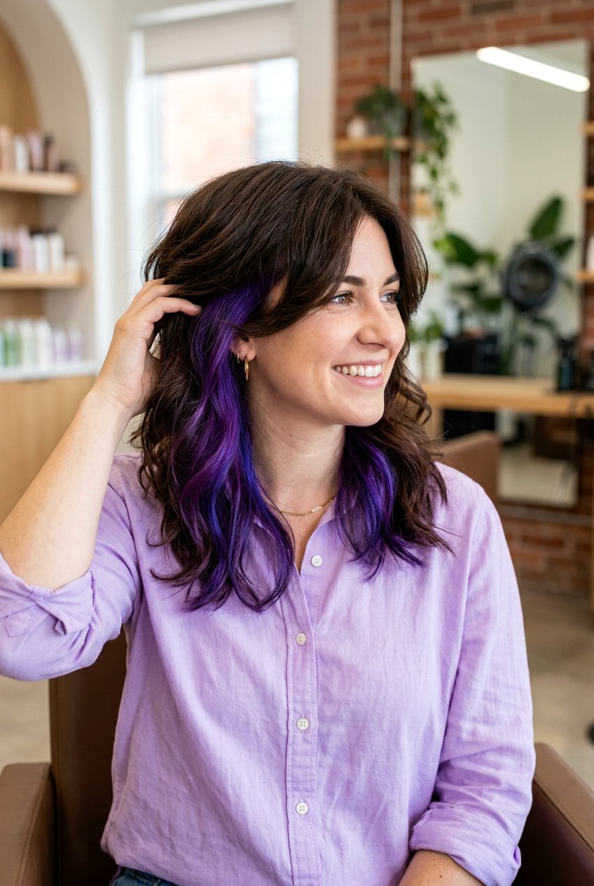 Peekaboo Purple Butterfly Haircut - 20 hair color ideas for butterfly haircut - 20 hair color ideas for butterfly haircut