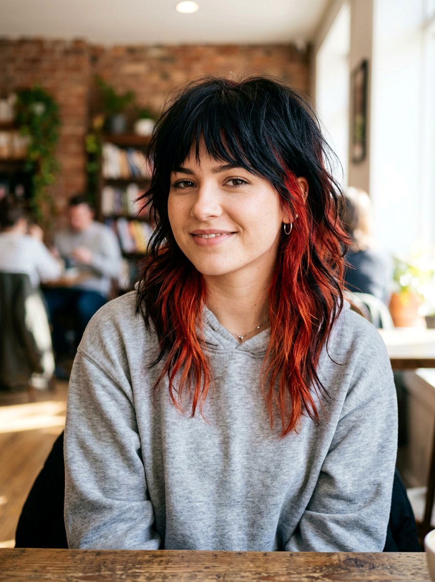 Peekaboo Red Wolf Cut - 20 red wolf cut color ideas - 20 red wolf cut color ideas