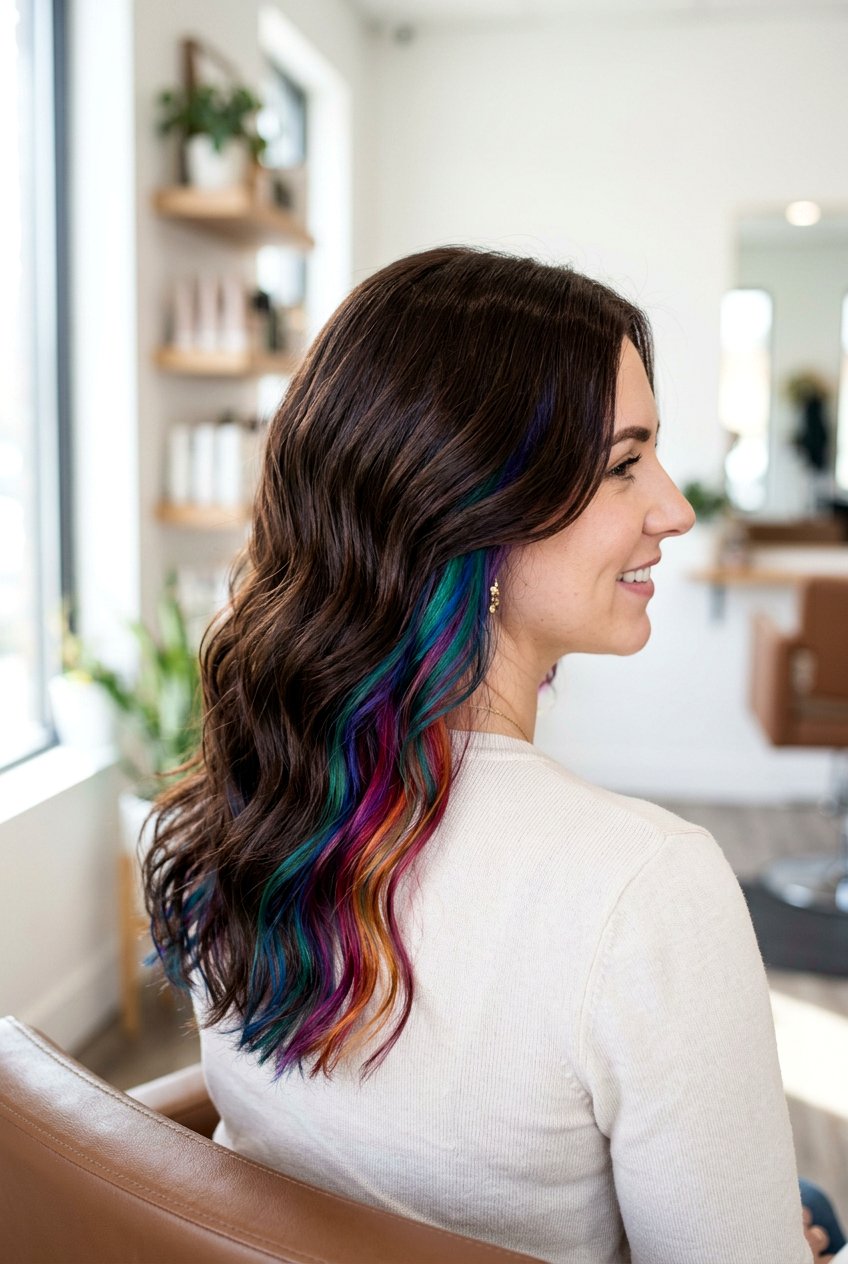 Peekaboo rainbow hair dark brown - 20 hidden rainbow hair - 20 hidden rainbow hair
