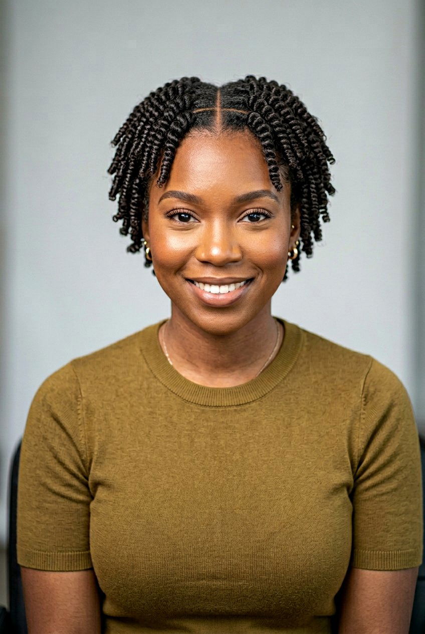 Perm Rod Set With Defined Parts on Natural Hair - 20 perm rod curls on short natural hair - 20 perm rod curls on short natural hair