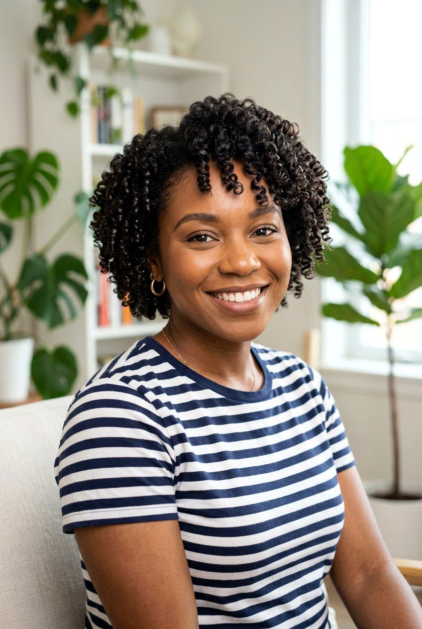 Perm Rod Set With Mousse on Short Natural Hair - 20 perm rod curls on short natural hair - 20 perm rod curls on short natural hair