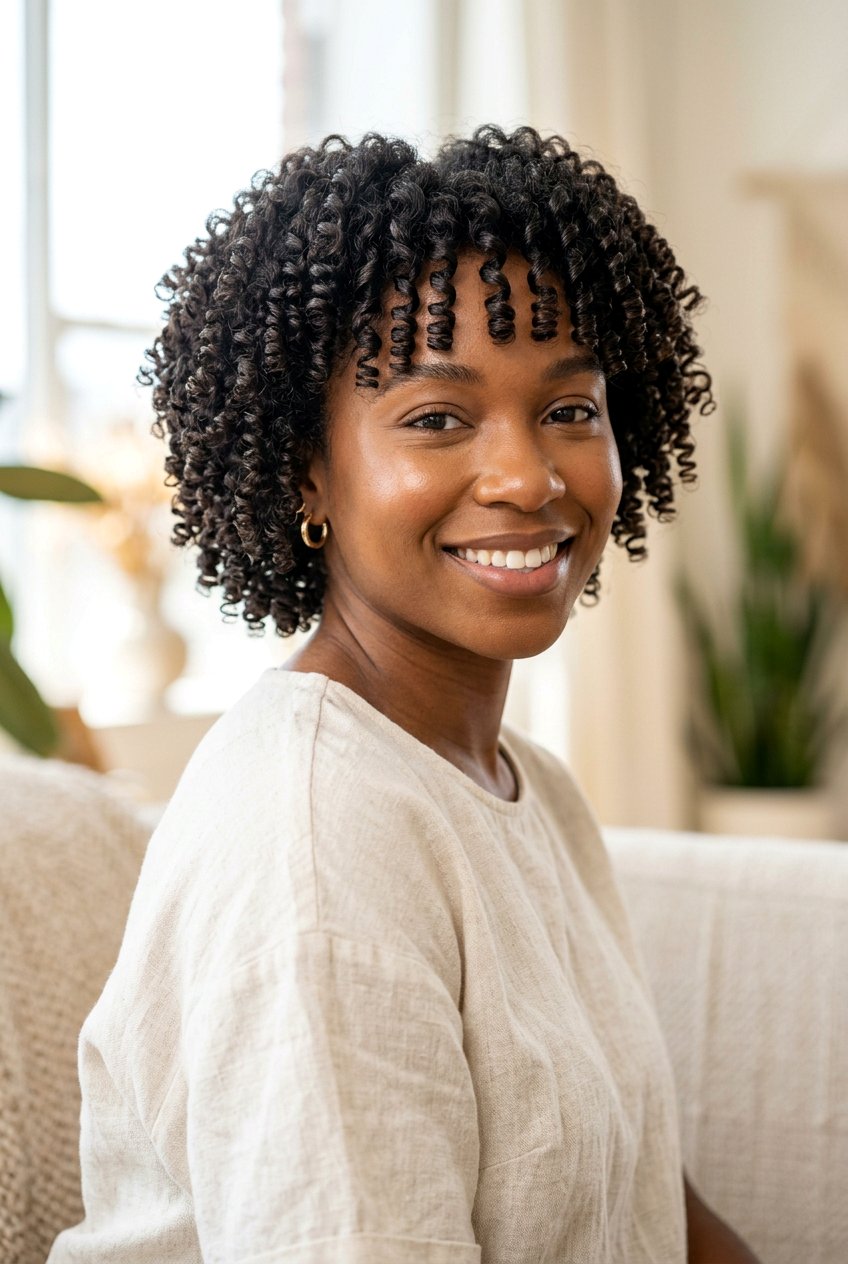 Perm Rod Set on Short Natural Hair Without Heat - 20 perm rod curls on short natural hair - 20 perm rod curls on short natural hair