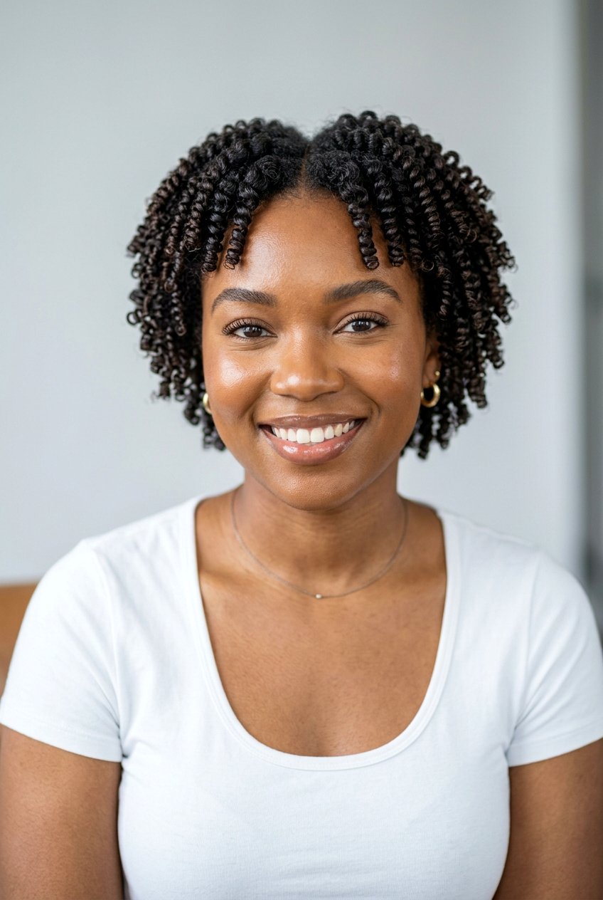 Perm Rod Wash and Go on Short Natural Hair - 20 perm rod curls on short natural hair - 20 perm rod curls on short natural hair