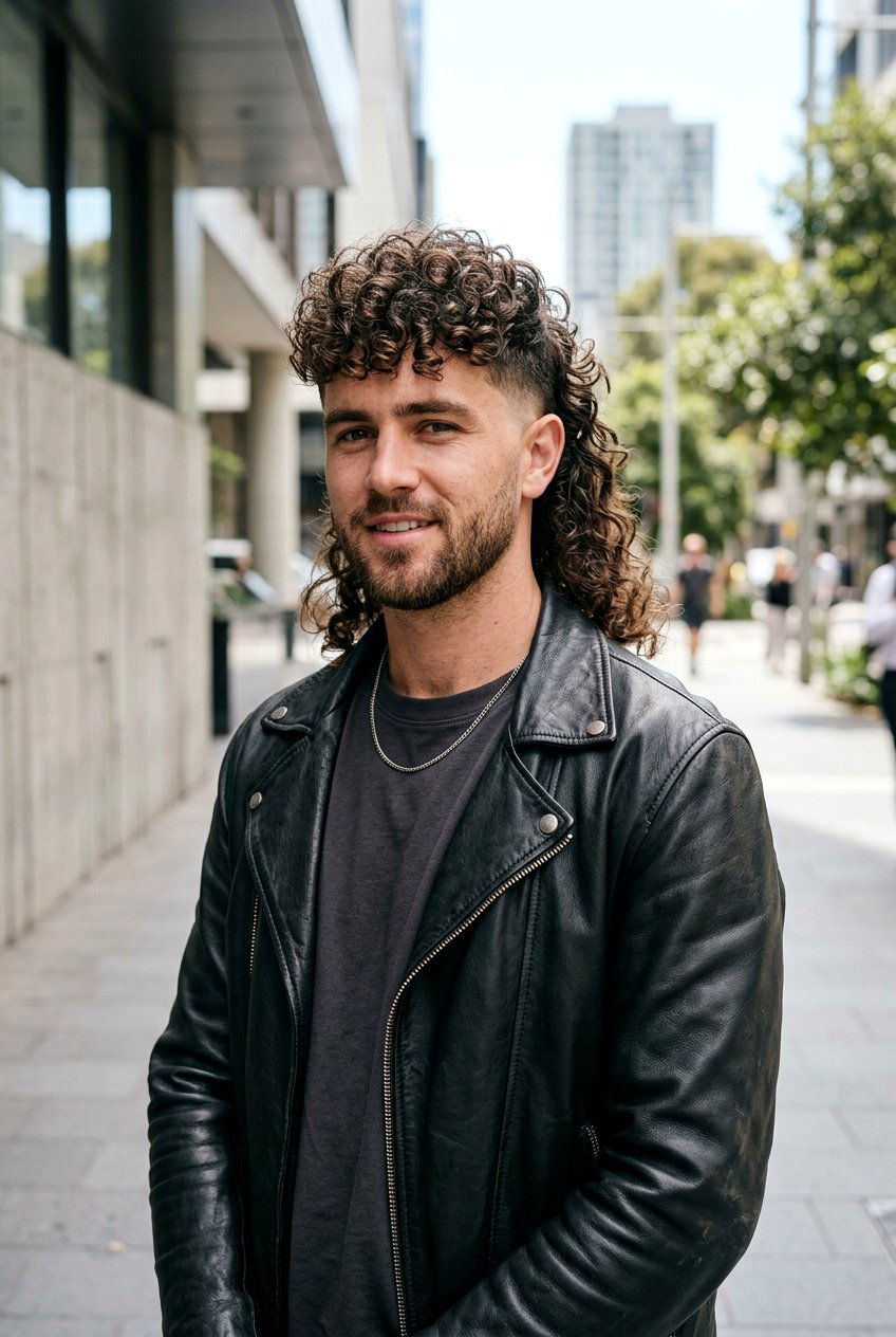 Permed Curly Mullet With Taper Fade - 20 curly mullet with taper fade - 20 curly mullet with taper fade