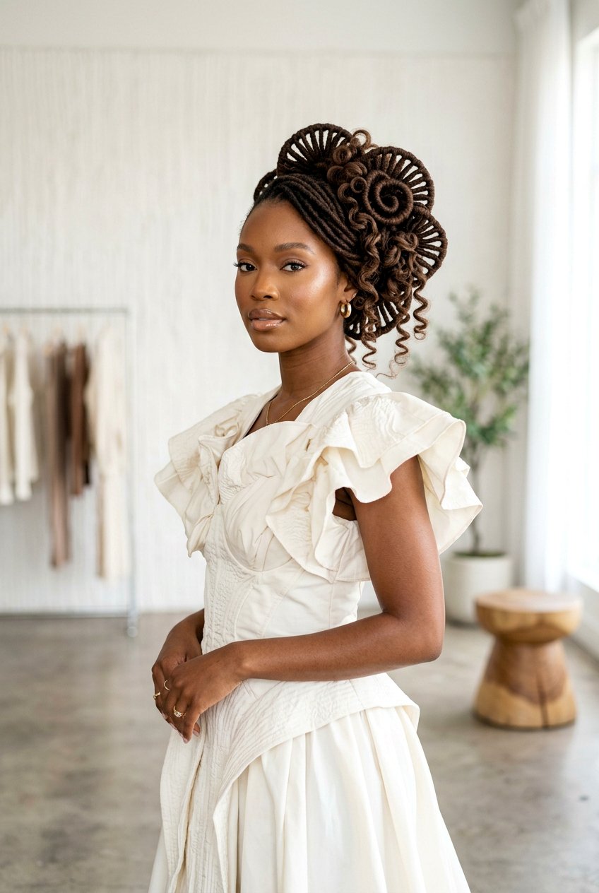 Petal Bun With Curls - 20 loc styles with curls - 20 loc styles with curls