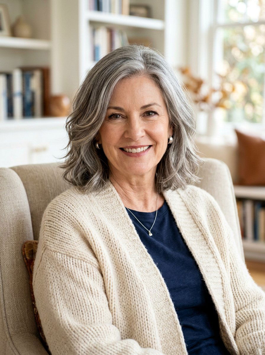 Pewter Gray Blend Medium Cut - 20 dimensional gray blend for mature women - 20 dimensional gray blend for mature women