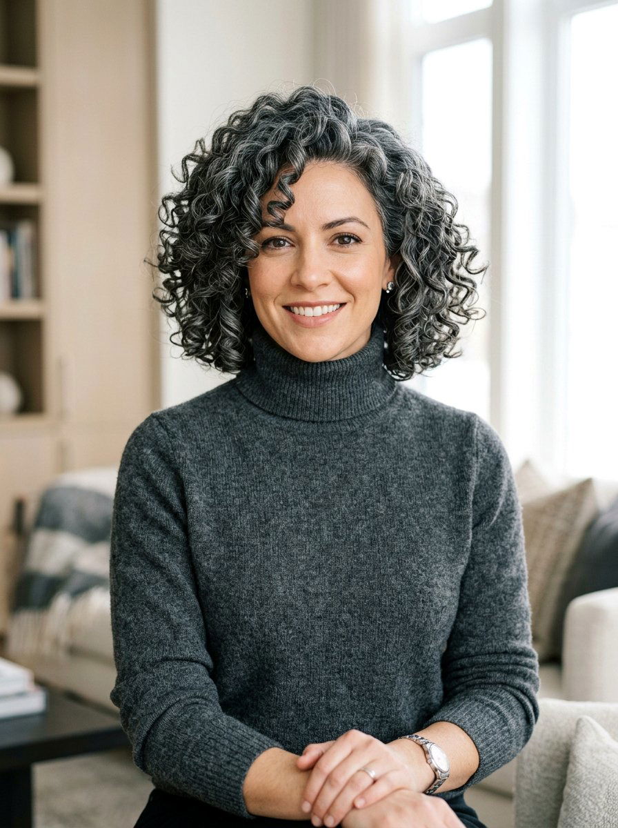 Pewter Silver Curly Bob - 20 silver curly bob color ideas - 20 silver curly bob color ideas