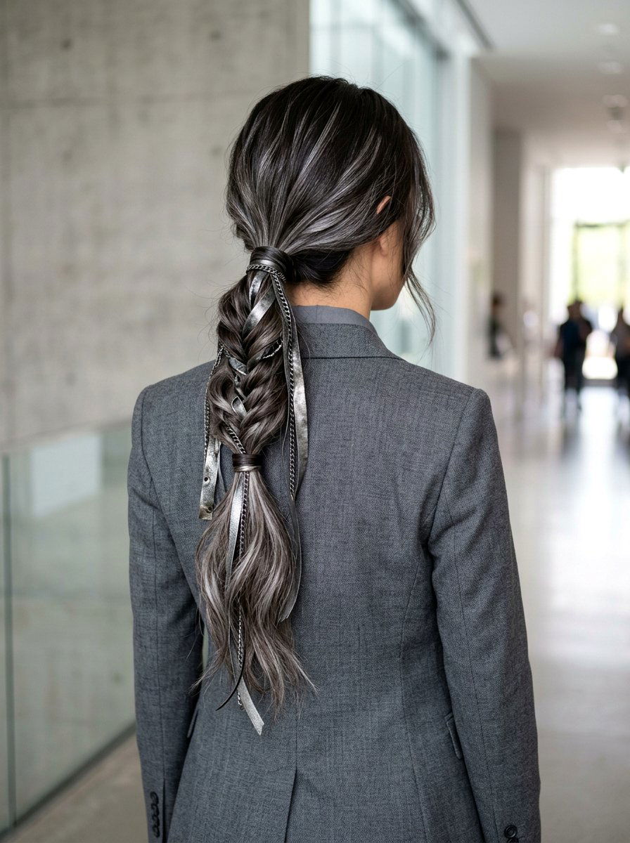 Pewter Silver Highlights On Dark Hair - 20 silver brunette blend hair color - 20 silver brunette blend hair color