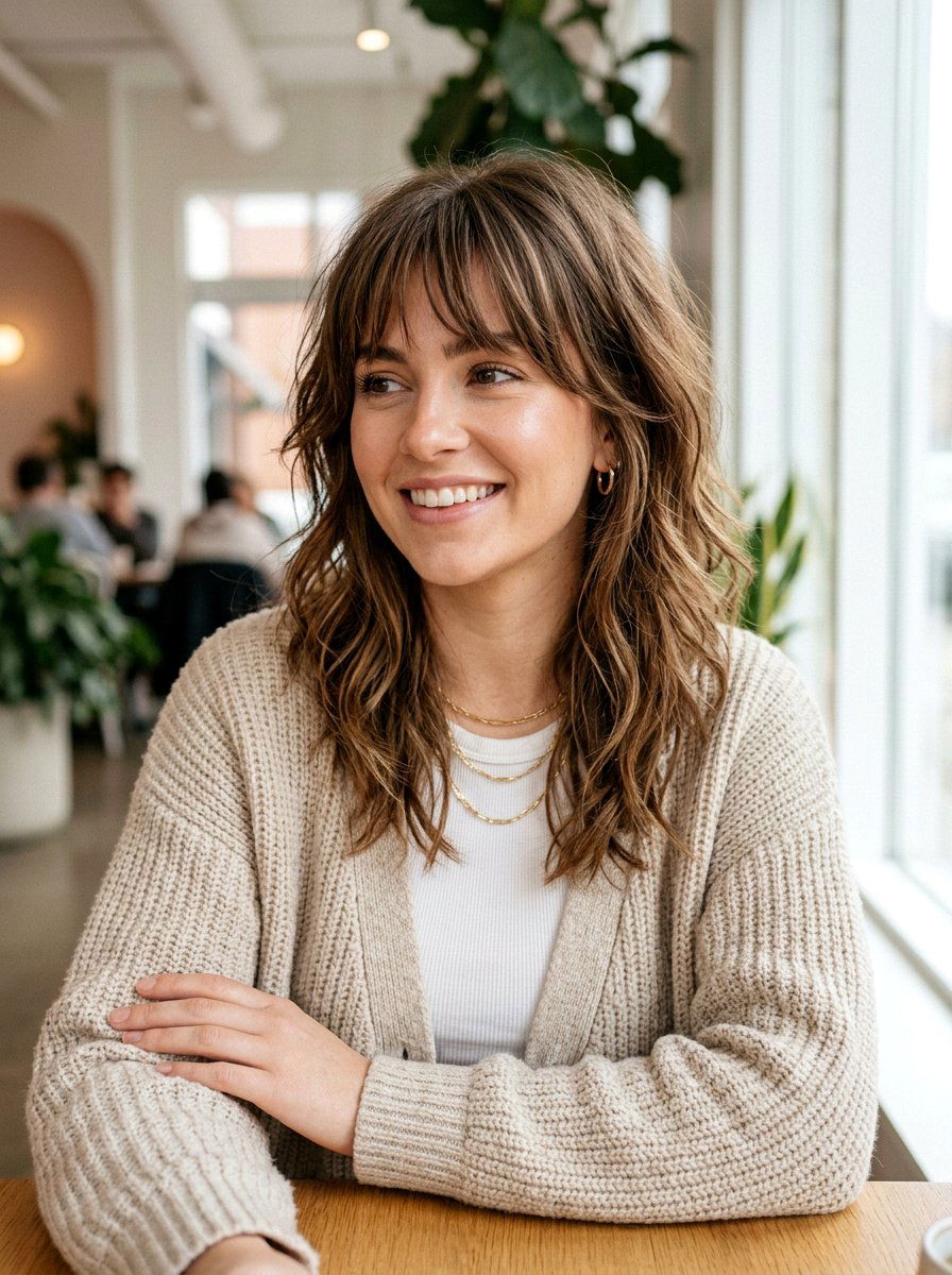 Piecey Bangs With Layers - 20 shoulder length layers for fine hair - 20 shoulder length layers for fine hair