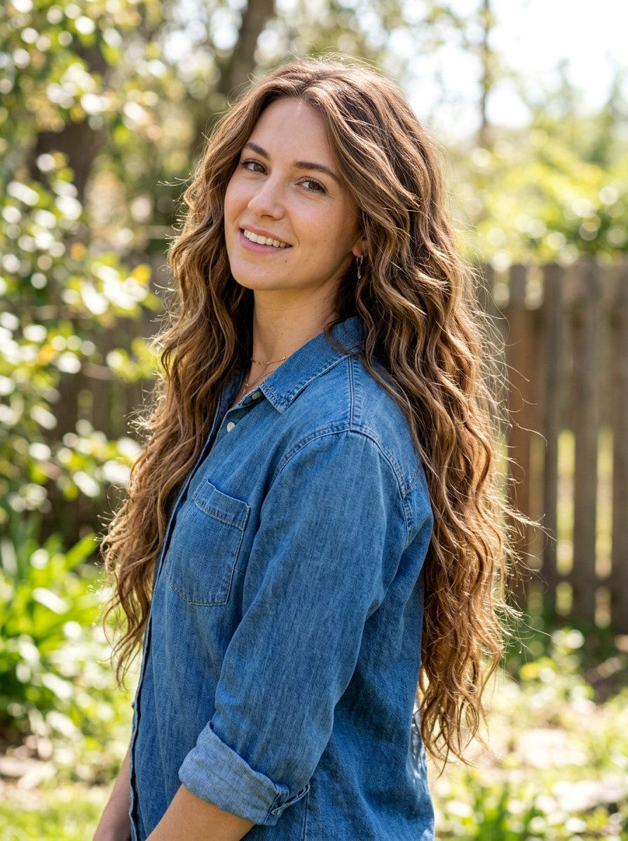 Piecey Layers on Waist Length Wavy Hair - 20 waist length layered haircut - 20 waist length layered haircut