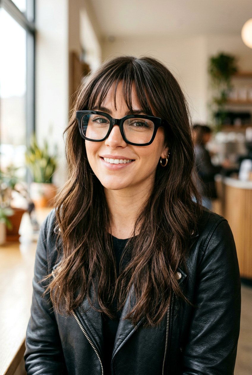 Piecey Long Bangs - 20 long bangs for women with glasses - 20 long bangs for women with glasses