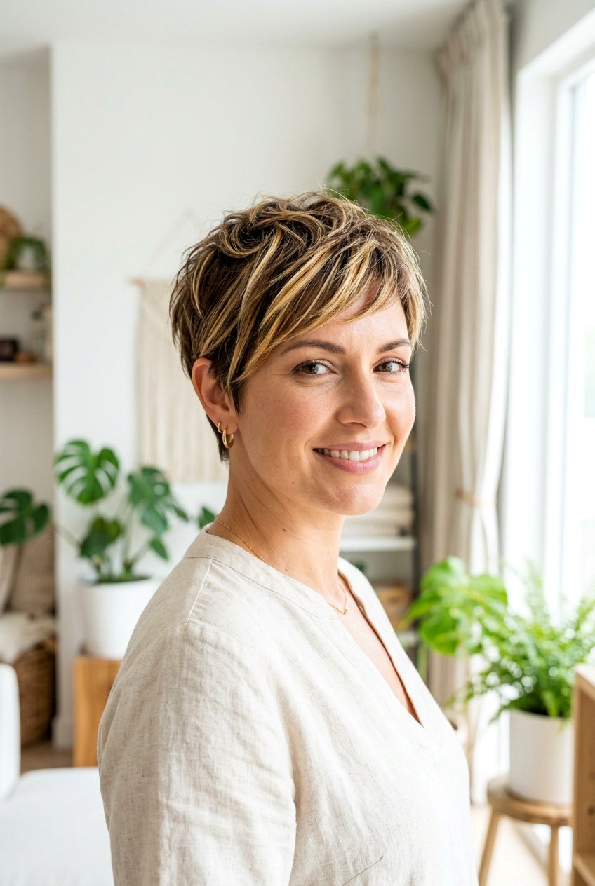 Piecey Pixie With Highlights - 20 choppy pixie for thin hair women - 20 choppy pixie for thin hair women