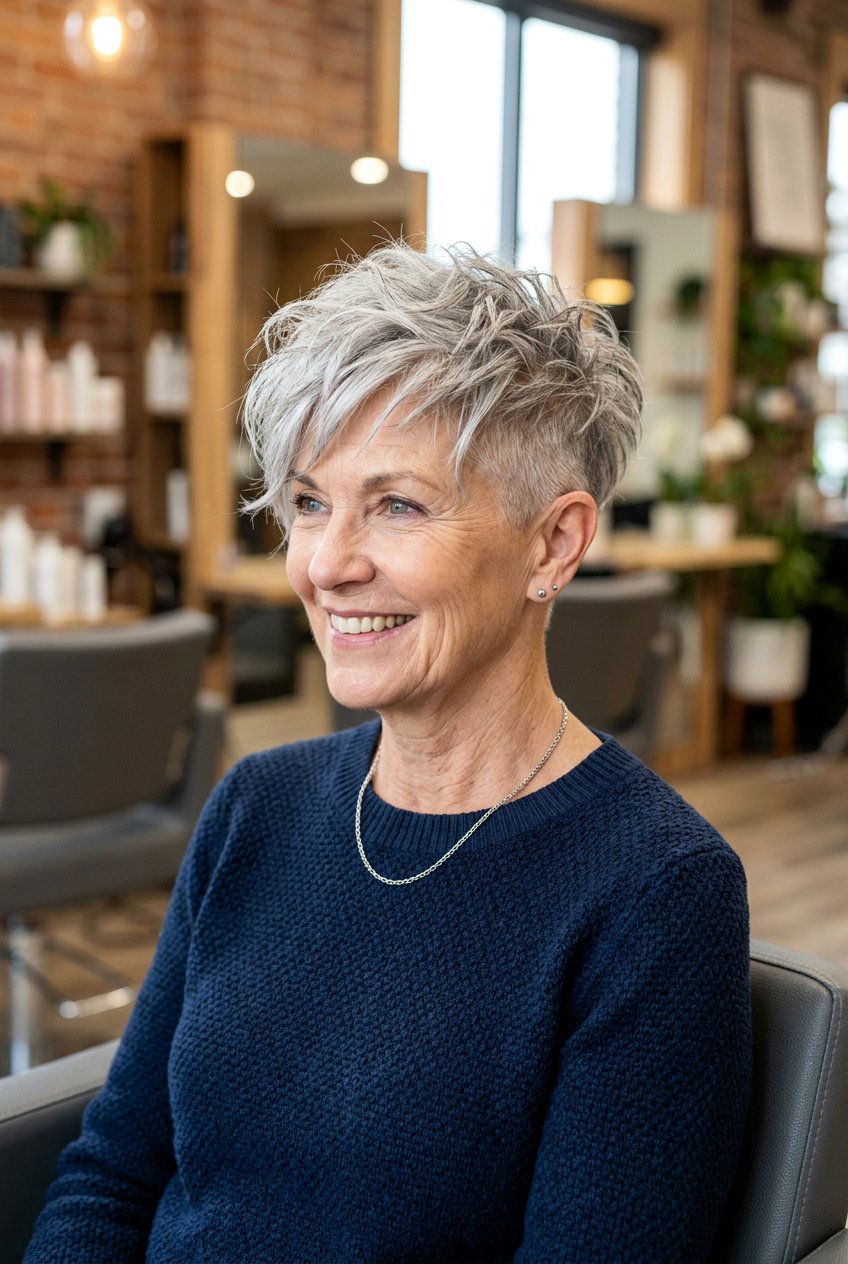 Piecey Undercut Pixie - 20 no fuss haircuts for older women - 20 no fuss haircuts for older women