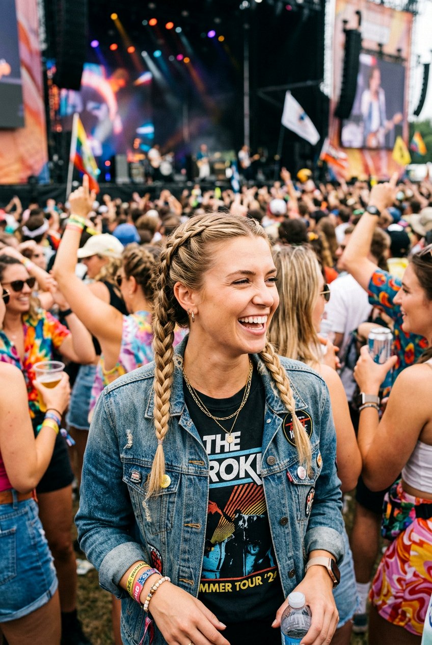 Pigtail Braided Ponytails For Concert - 20 concert ponytail with braids - 20 concert ponytail with braids