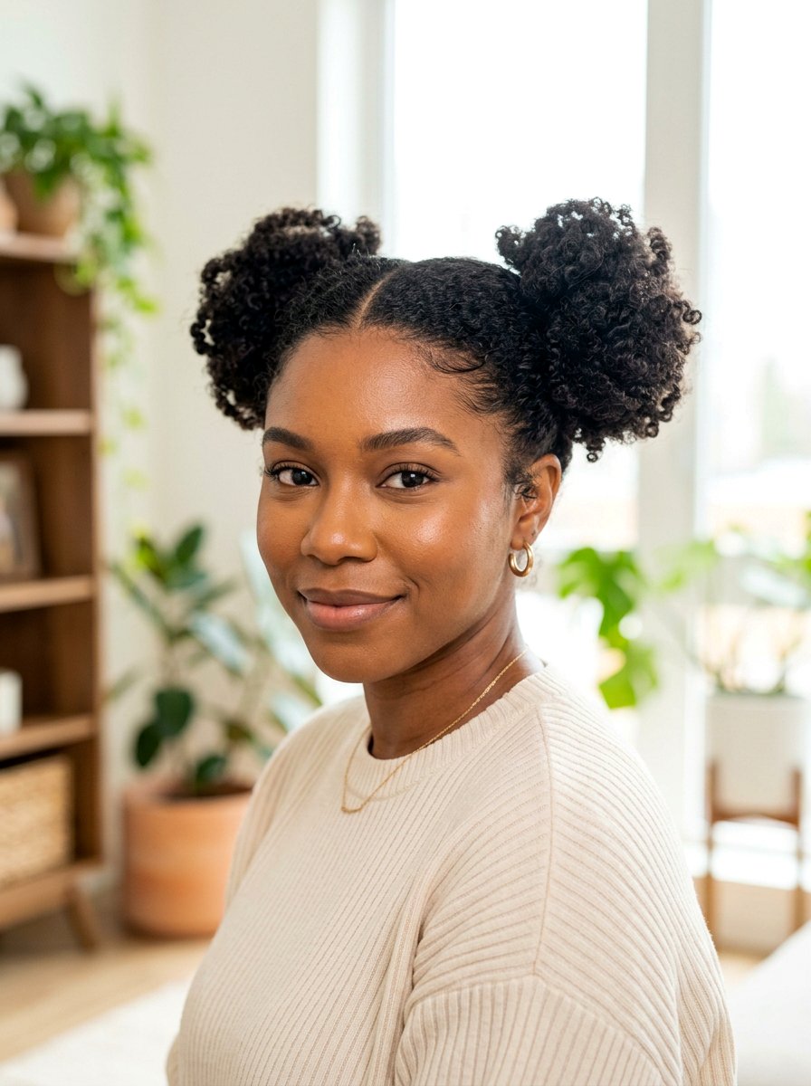 Pigtail Buns - 20 overnight styles for natural hair stretch - 20 overnight styles for natural hair stretch