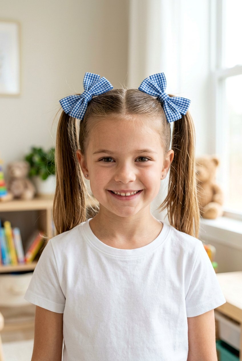 Pigtail Ponytails With Matching Ribbon Bows - 20 ribbon ponytail for girls - 20 ribbon ponytail for girls