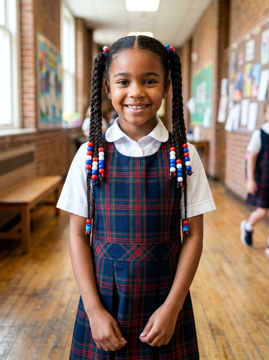 Pigtail braids with beads - 20 school braids with beads for girls - 20 school braids with beads for girls