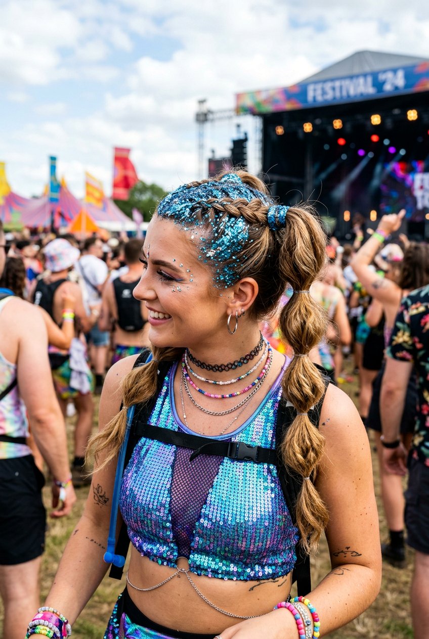 Pigtails - 20 glitter roots hairstyle ideas - 20 glitter roots hairstyle ideas