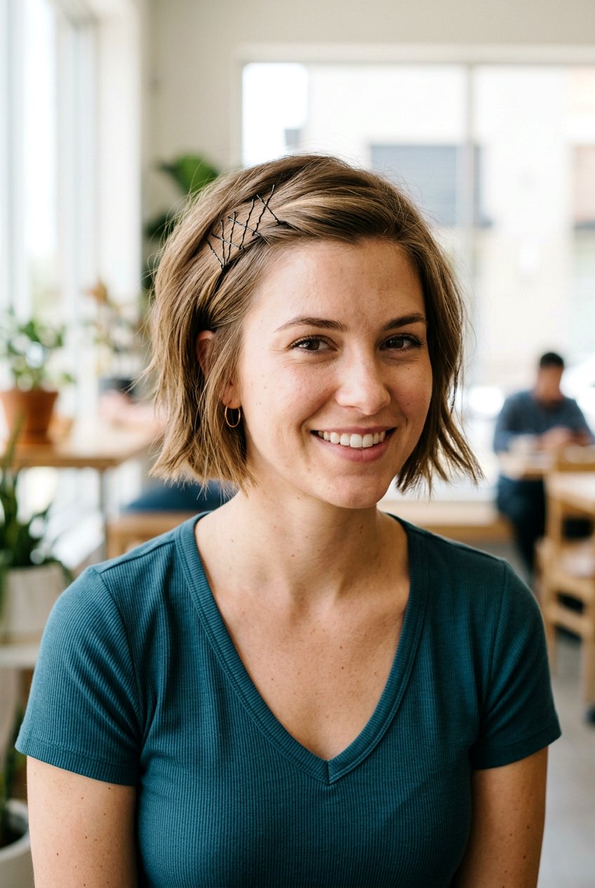 Pin Back Bangs Short Bob - 20 beach hairstyle for short bob - 20 beach hairstyle for short bob