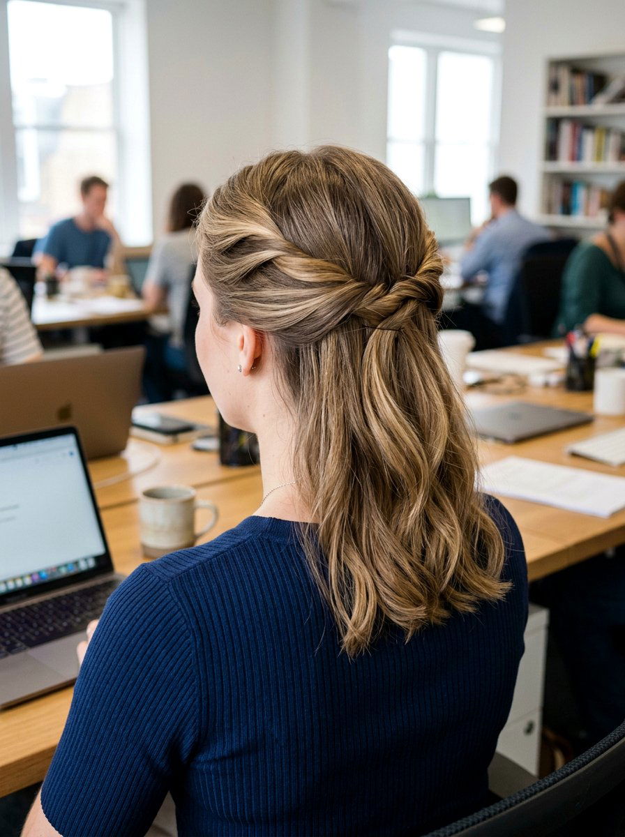 Pin Back Front Sections - 20 office hairstyle for thick coarse hair - 20 office hairstyle for thick coarse hair