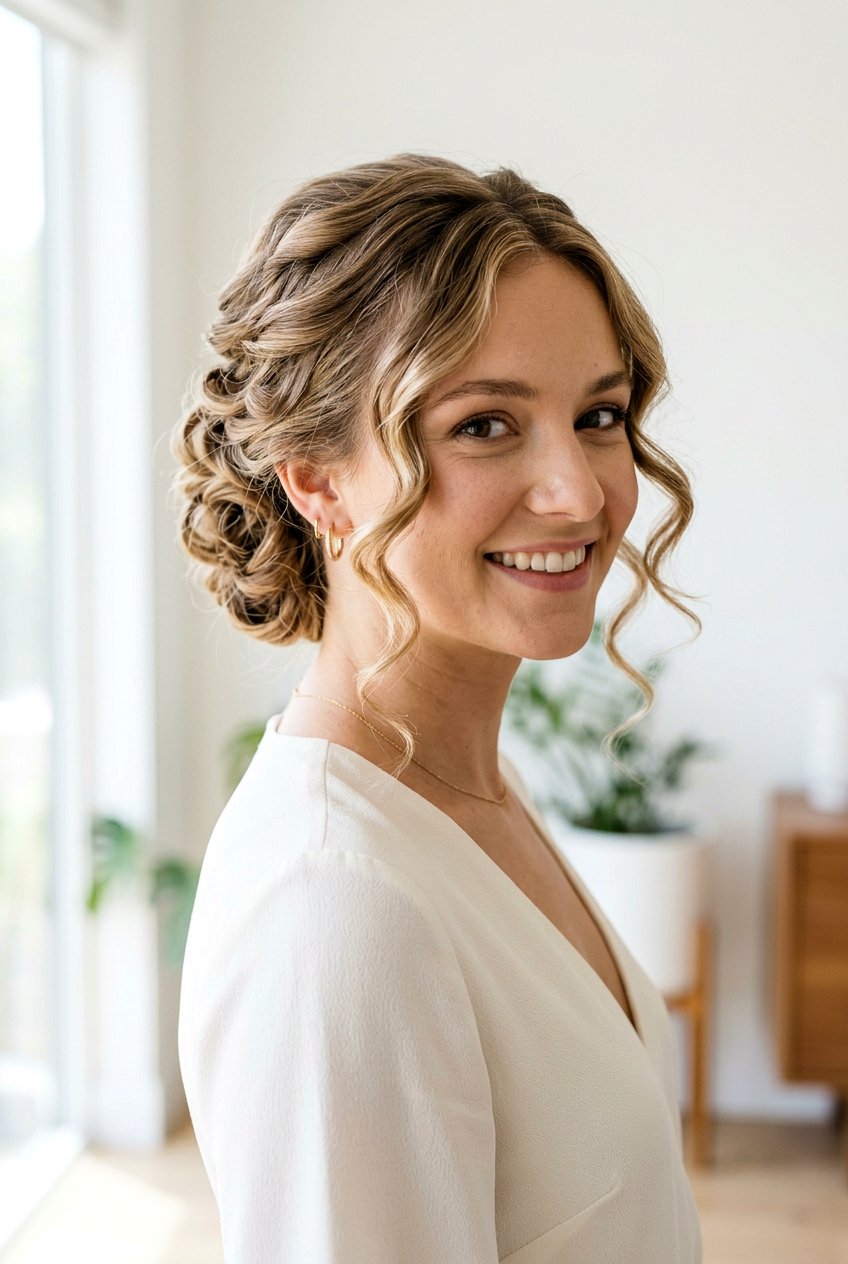 Pin Curl Updo With Face Framing Pieces - 20 pin curl updo hairstyle - 20 pin curl updo hairstyle