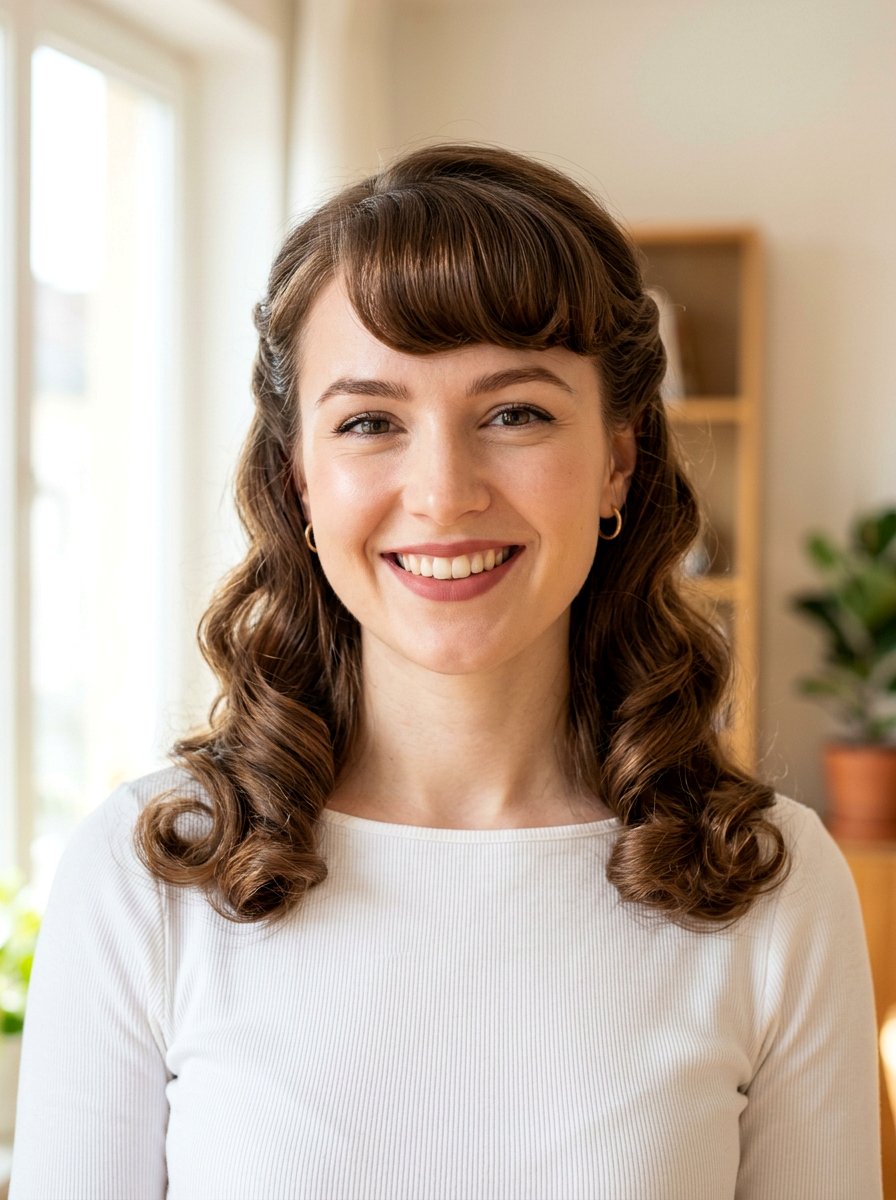 Pin Up Curls With Bangs - 20 pin up curls hairstyle - 20 pin up curls hairstyle