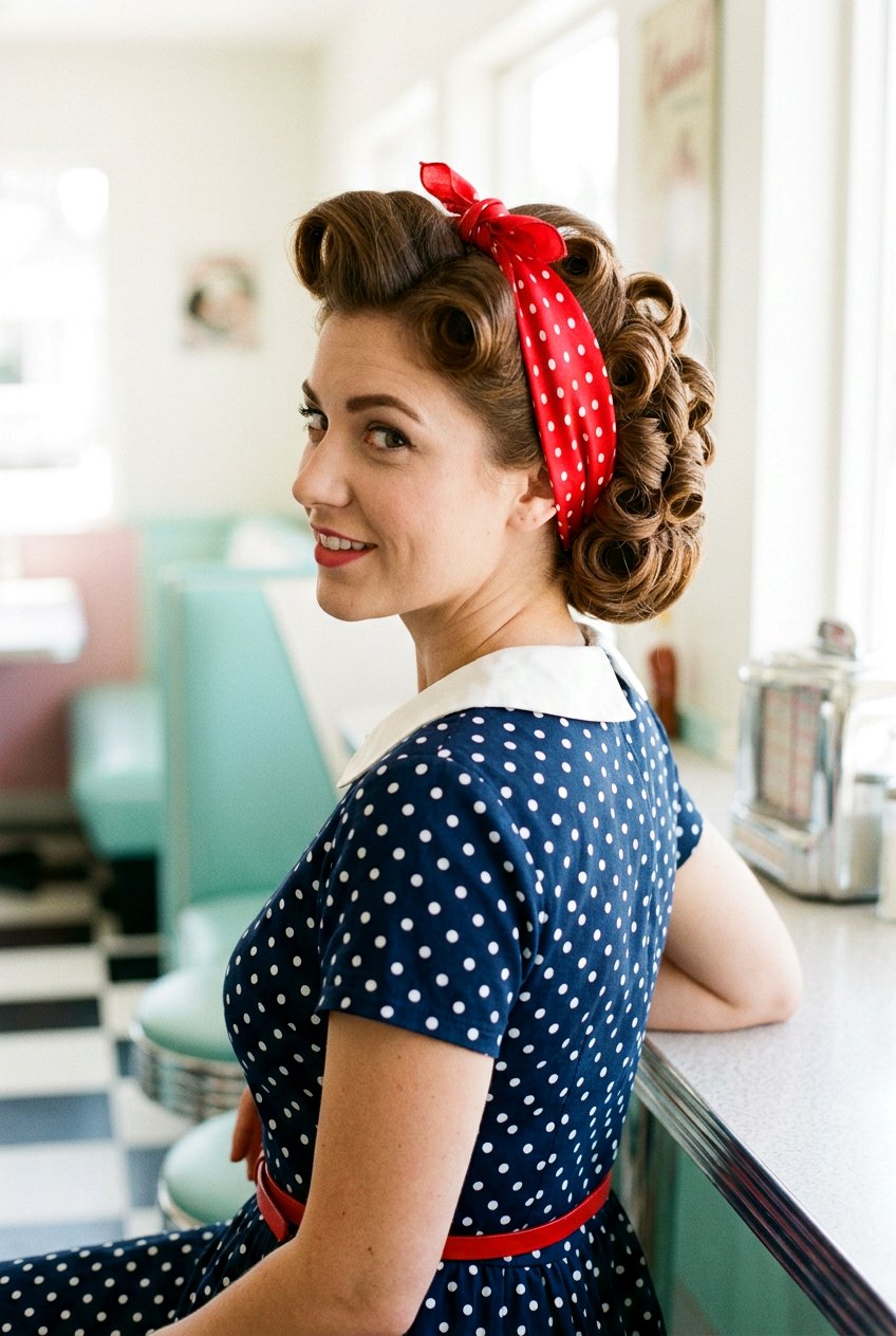 Pin Up Girl Curled Updo - 20 vintage updo hairstyle - 20 vintage updo hairstyle