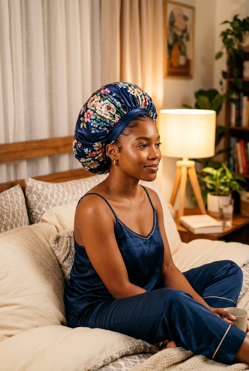 Pineapple Braid Updo with Silk Bonnet - 20 braided protective styles for sleep - 20 braided protective styles for sleep