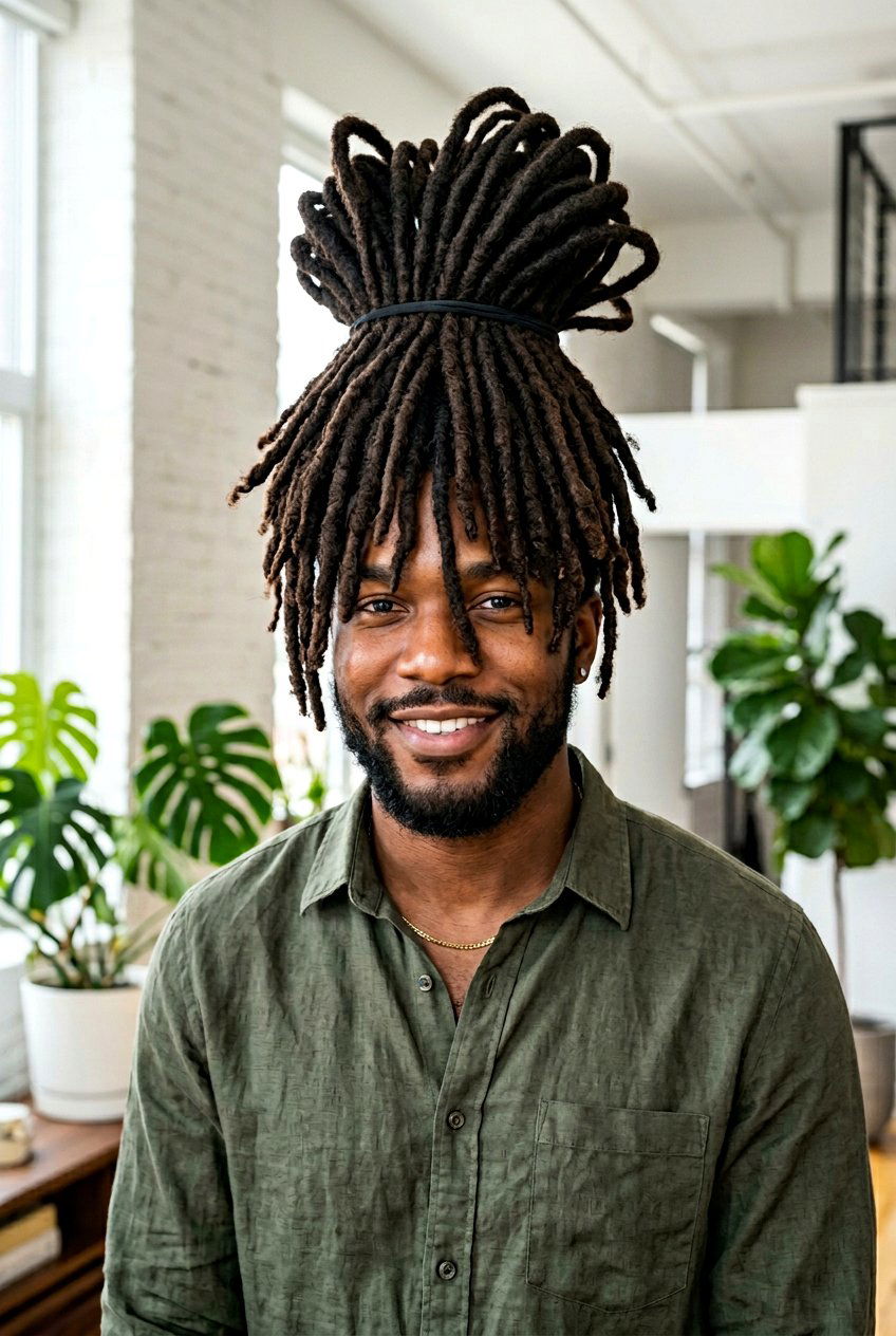 Pineapple Loc Ponytail - 20 loc ponytail for black men - 20 loc ponytail for black men