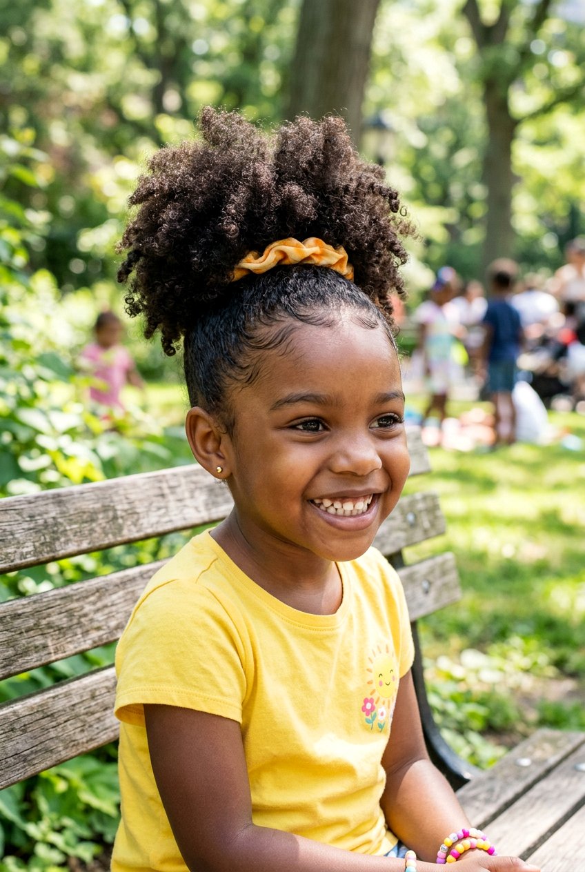 Pineapple Ponytail - 20 easy curly hairstyles for little girls - 20 easy curly hairstyles for little girls