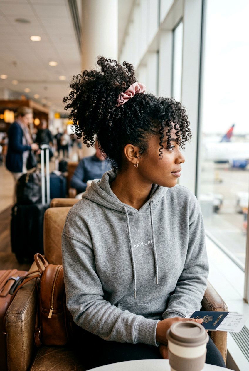 Pineapple Ponytail - 20 airplane hairstyle for curly hair - 20 airplane hairstyle for curly hair