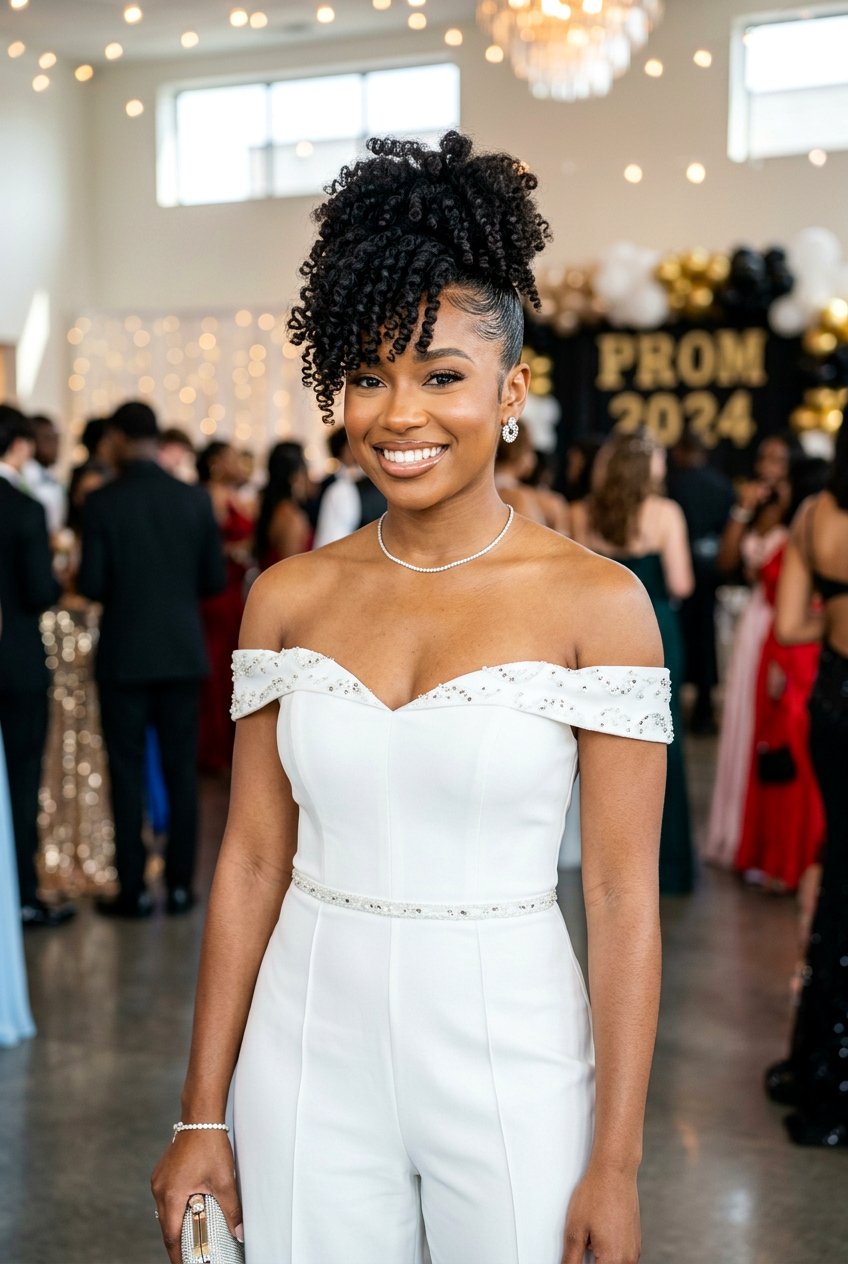 Pineapple Updo - 20 prom hairstyle for curly natural hair - 20 prom hairstyle for curly natural hair