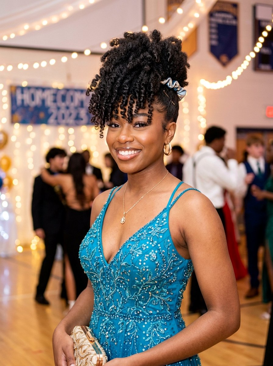 Pineapple Updo Curly Hair - 20 homecoming hairstyles for curly hair - 20 homecoming hairstyles for curly hair