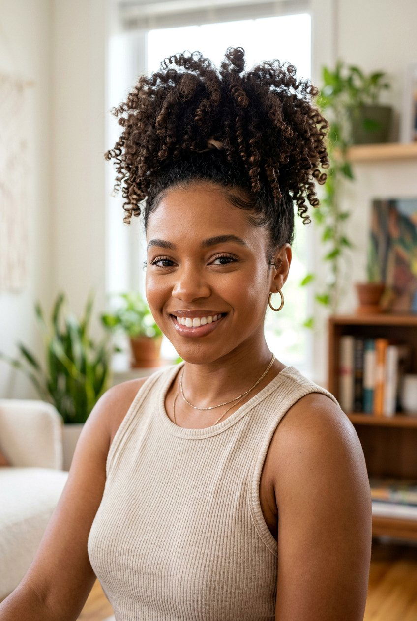 Pineapple Updo For Curls - 20 no heat hairstyles - 20 no heat hairstyles