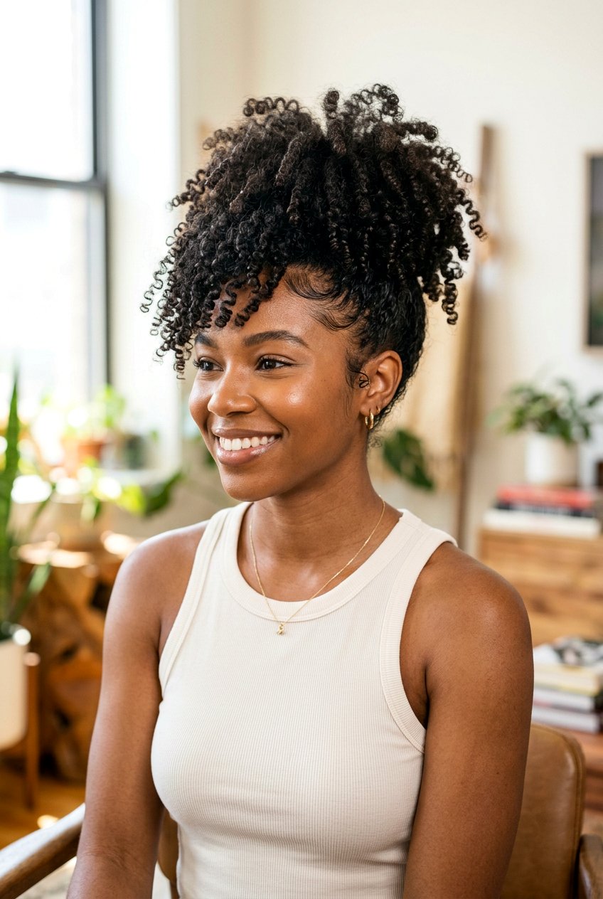 Pineapple Updo For Curly Hair - 20 summer hairstyles for curly hair - 20 summer hairstyles for curly hair