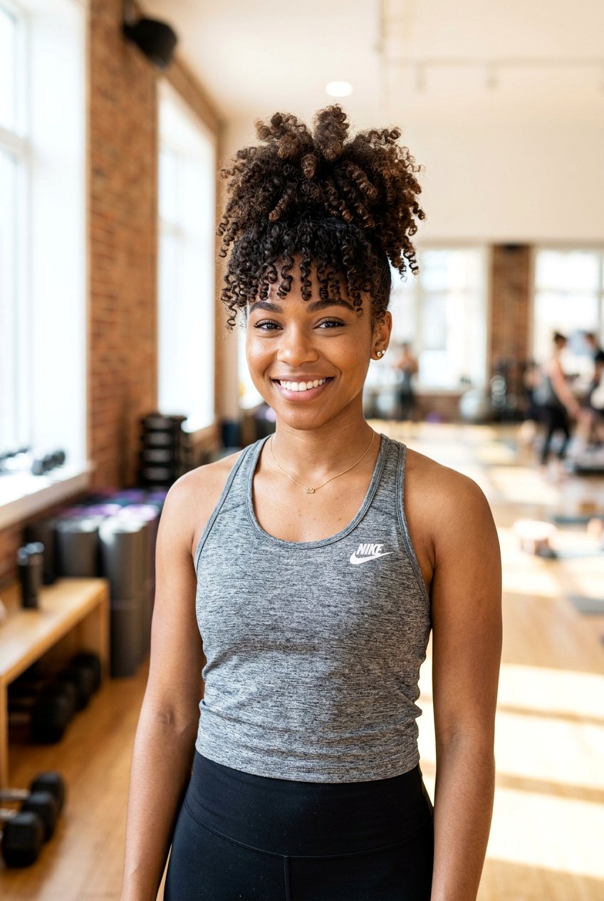 Pineapple Updo With Bangs - 20 natural hair bangs styles - 20 natural hair bangs styles