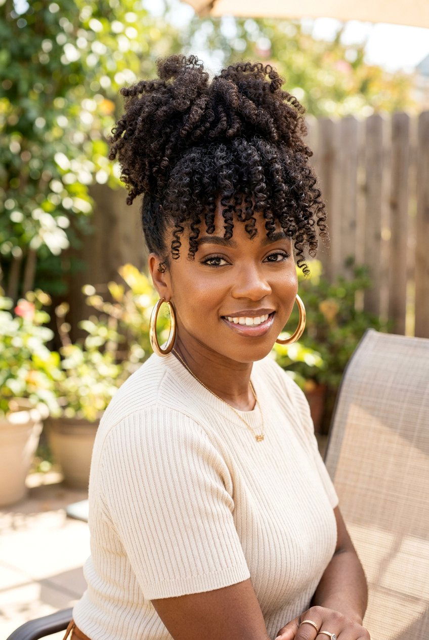 Pineapple Updo on Curly Hair - 20 no braid hairstyles - 20 no braid hairstyles