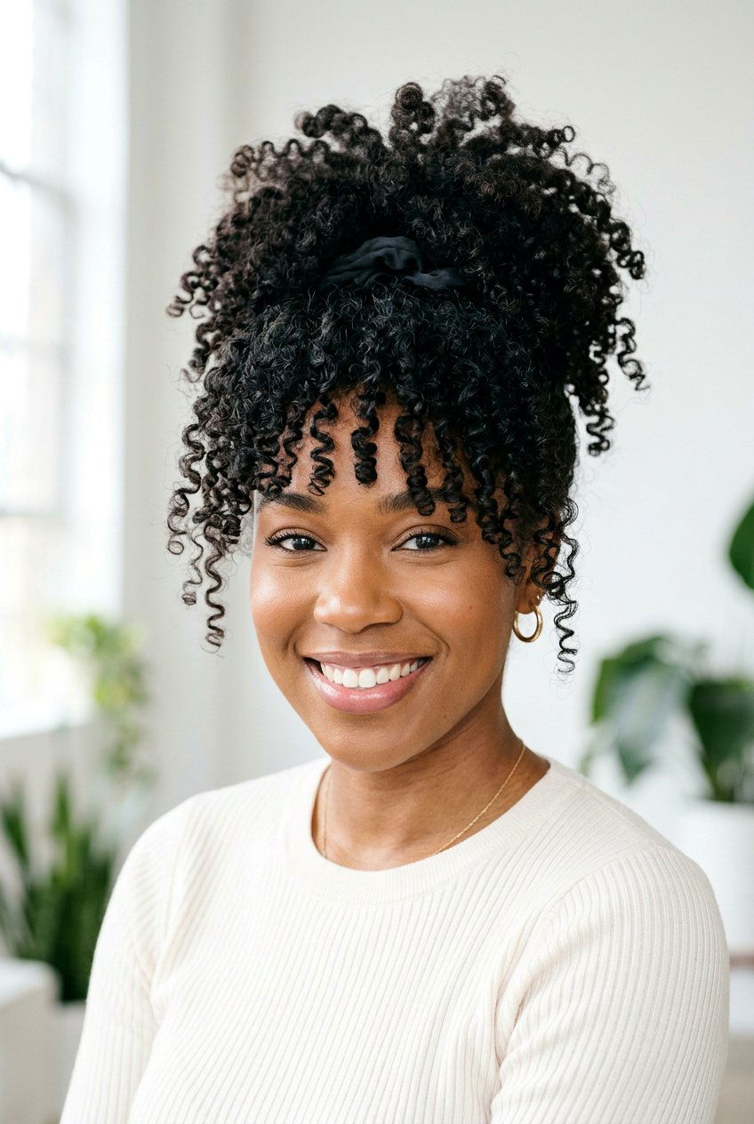 Pineapple updo for curls - 20 hairstyles for curly hair - 20 hairstyles for curly hair