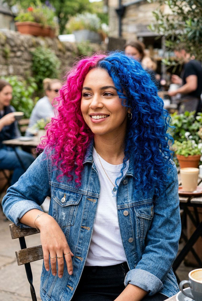 Pink And Blue Split Dye Hair - 20 alternative split hair color - 20 alternative split hair color