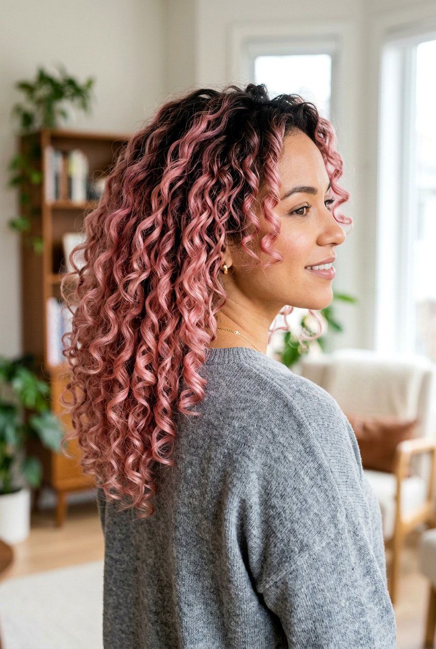 Pink Balayage on Curly Hair - 20 pink balayage hair - 20 pink balayage hair
