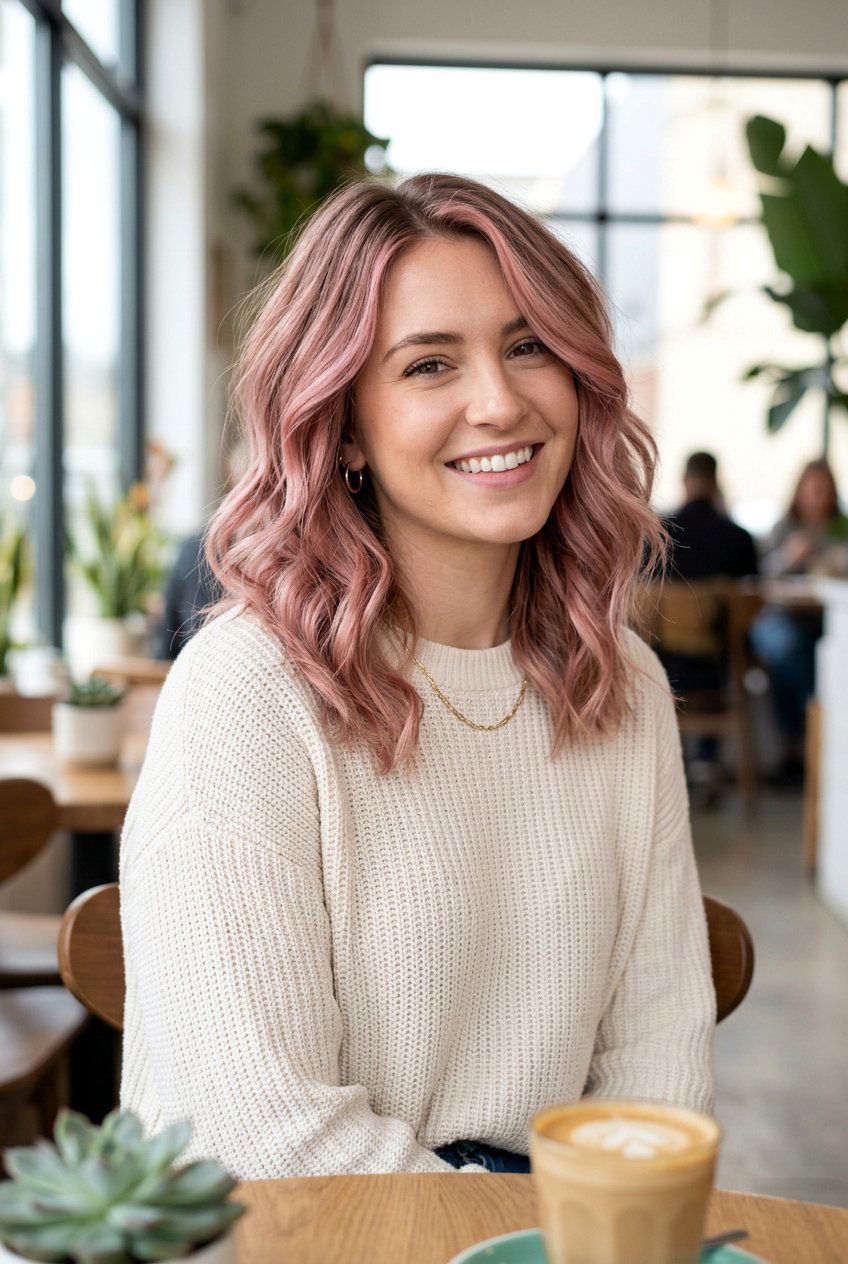 Pink Balayage on Medium Length Hair - 20 pink balayage hair - 20 pink balayage hair
