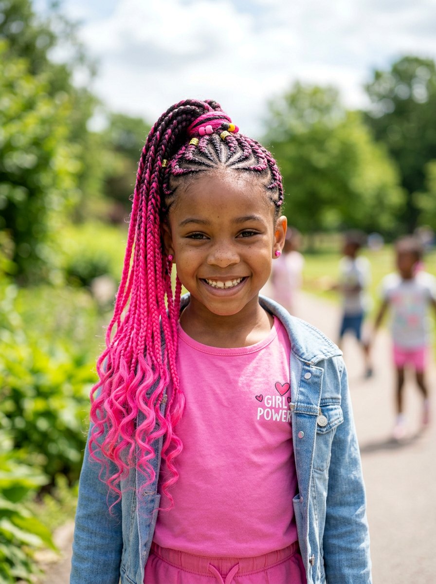Pink Braiding Hair Cornrow Ponytail - 20 kids cornrow ponytail styles - 20 kids cornrow ponytail styles