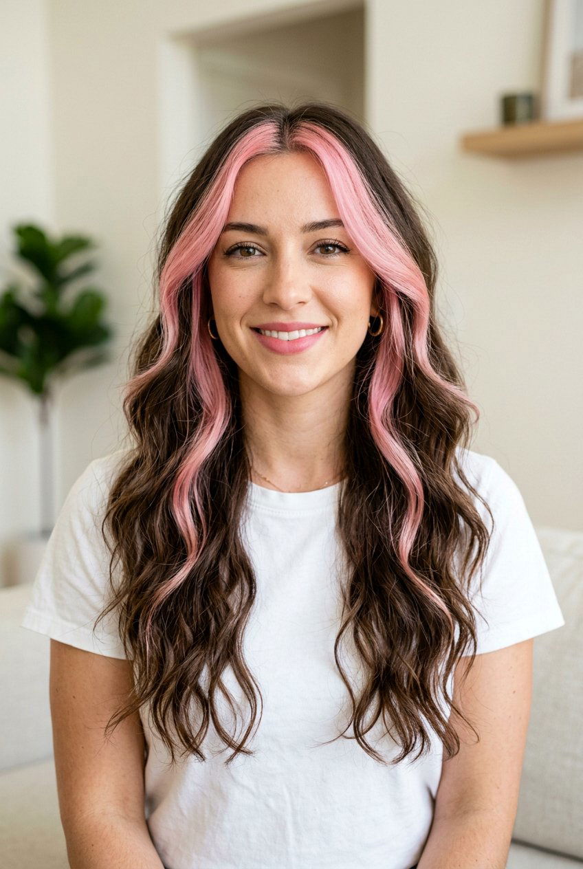 Pink Money Piece Dark Brown Hair - 20 e girl money piece hair - 20 e girl money piece hair