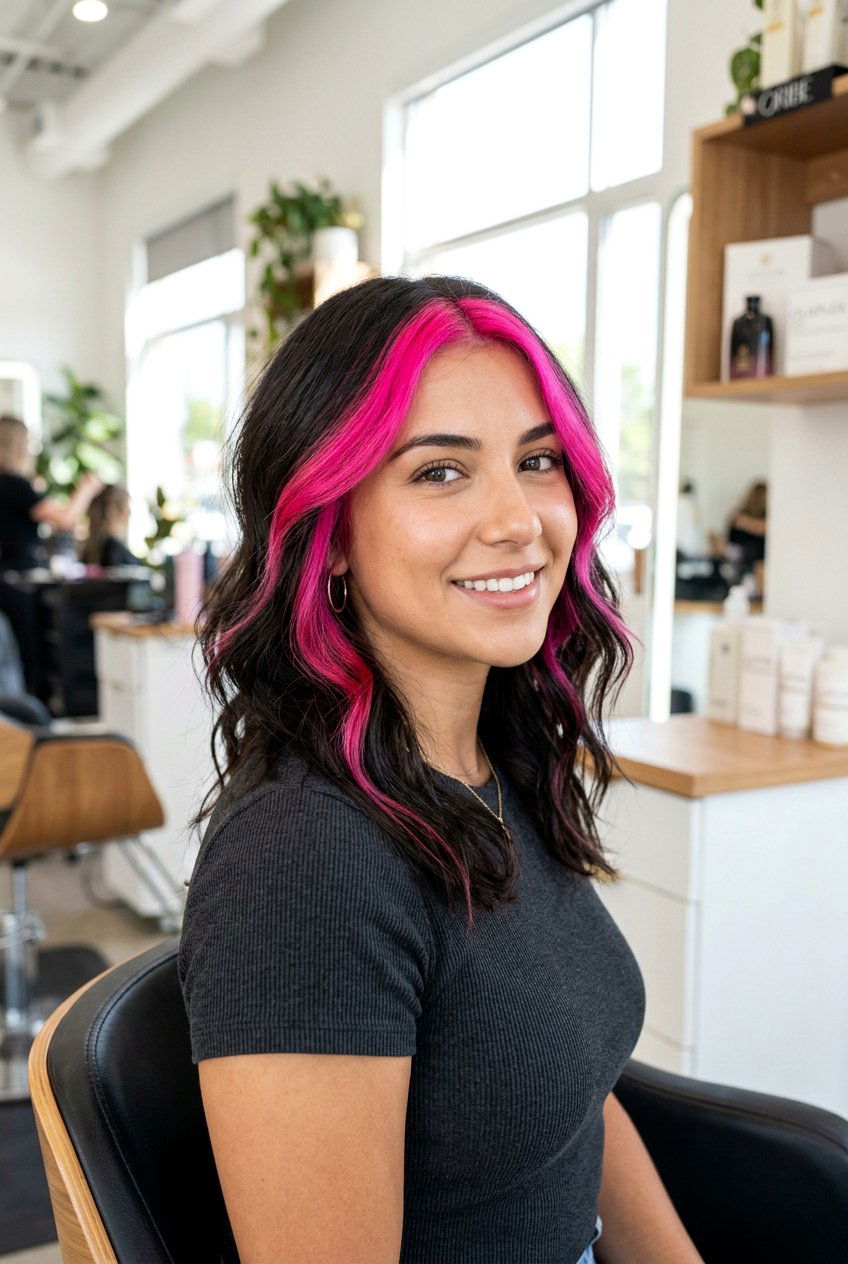 Pink Money Piece Hair - 20 e girl hair color - 20 e girl hair color