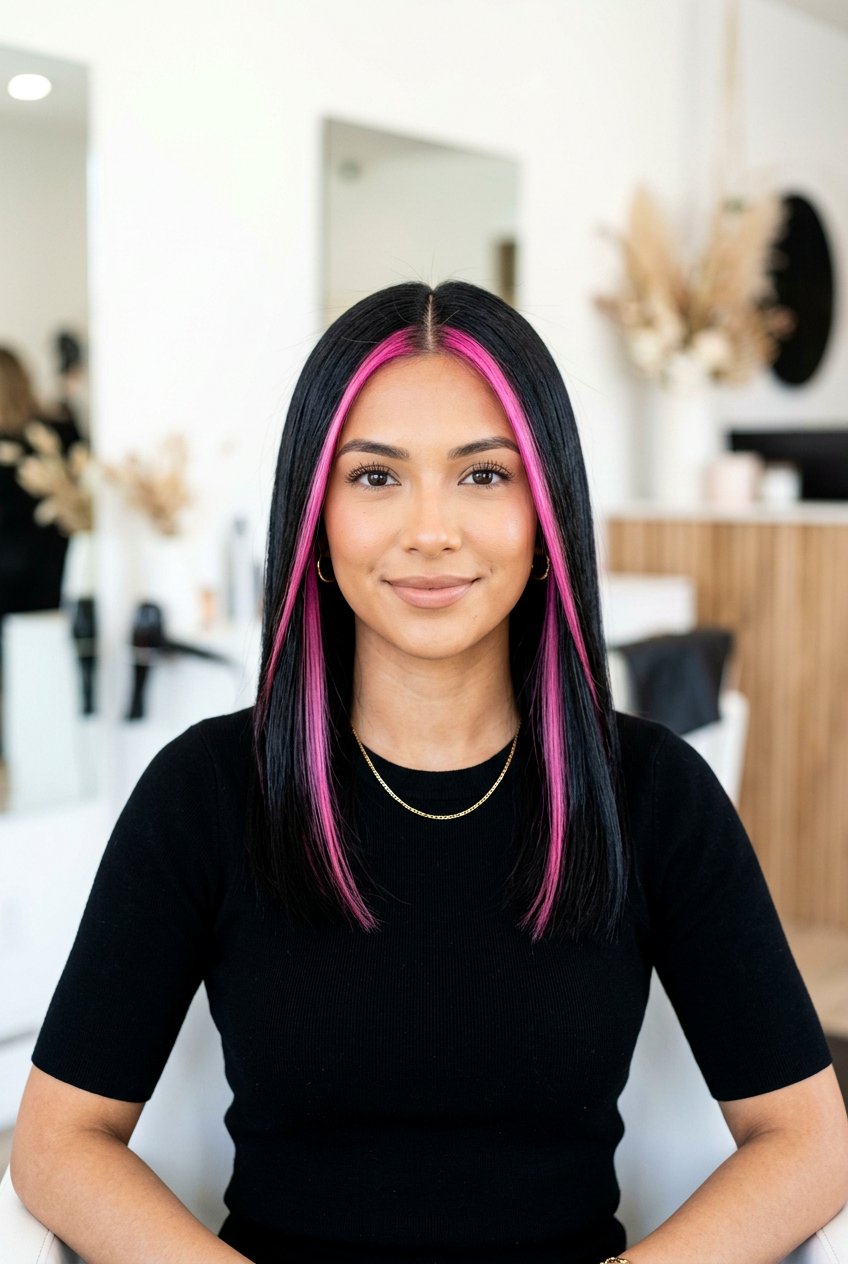 Pink Money Piece On Black Hair - 20 pink money piece hair - 20 pink money piece hair