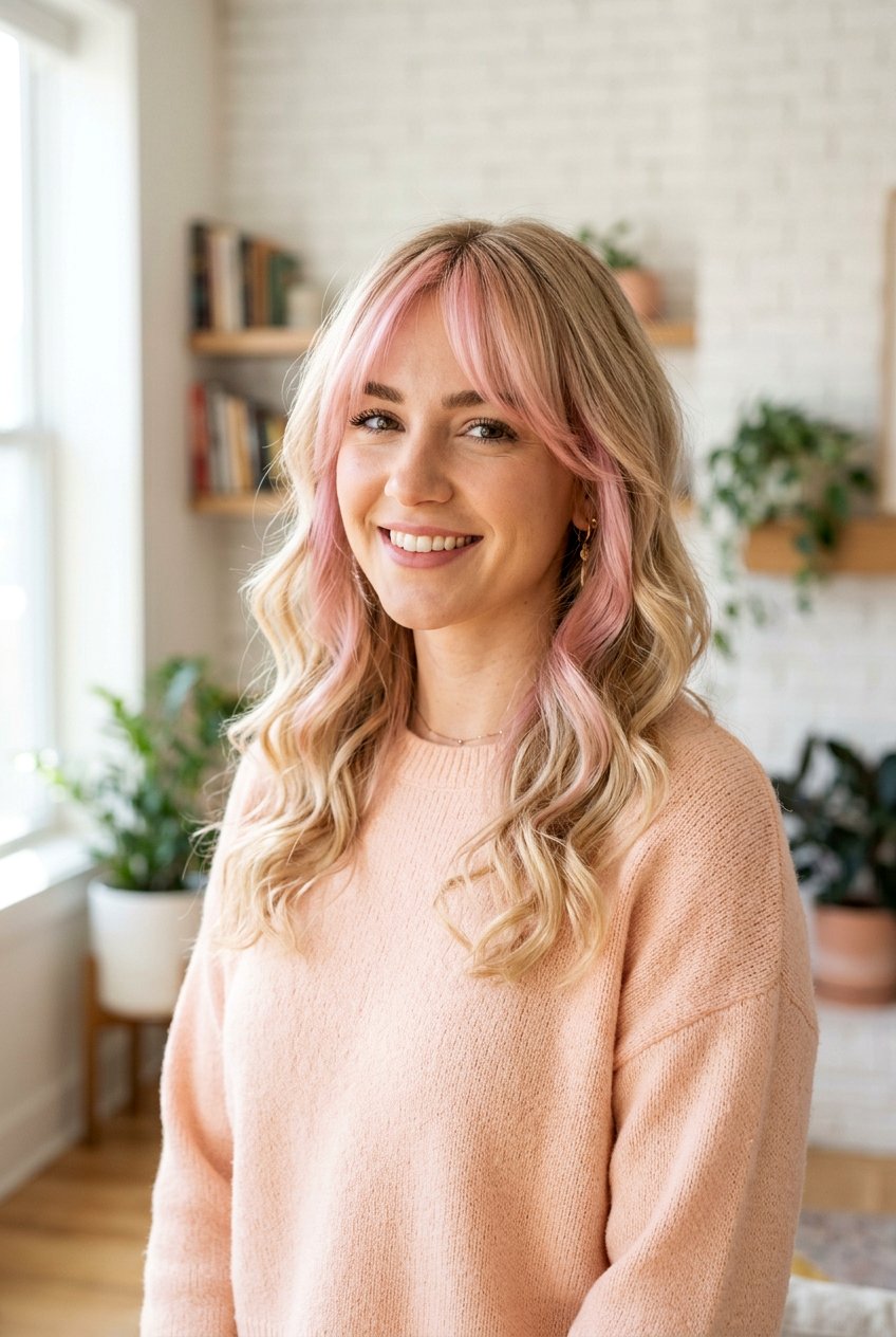 Pink Money Piece On Blonde Hair - 20 pink money piece hair - 20 pink money piece hair