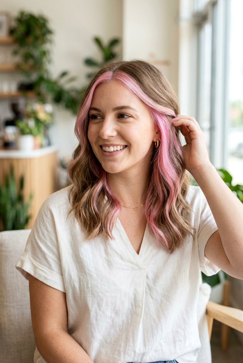 Pink Money Piece Peekaboo Front - 20 pink money piece hair - 20 pink money piece hair